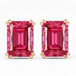 Emerald Cut Prong Set Stud Earrings