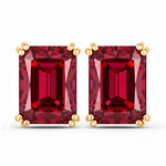 Emerald Cut Prong Set Stud Earrings