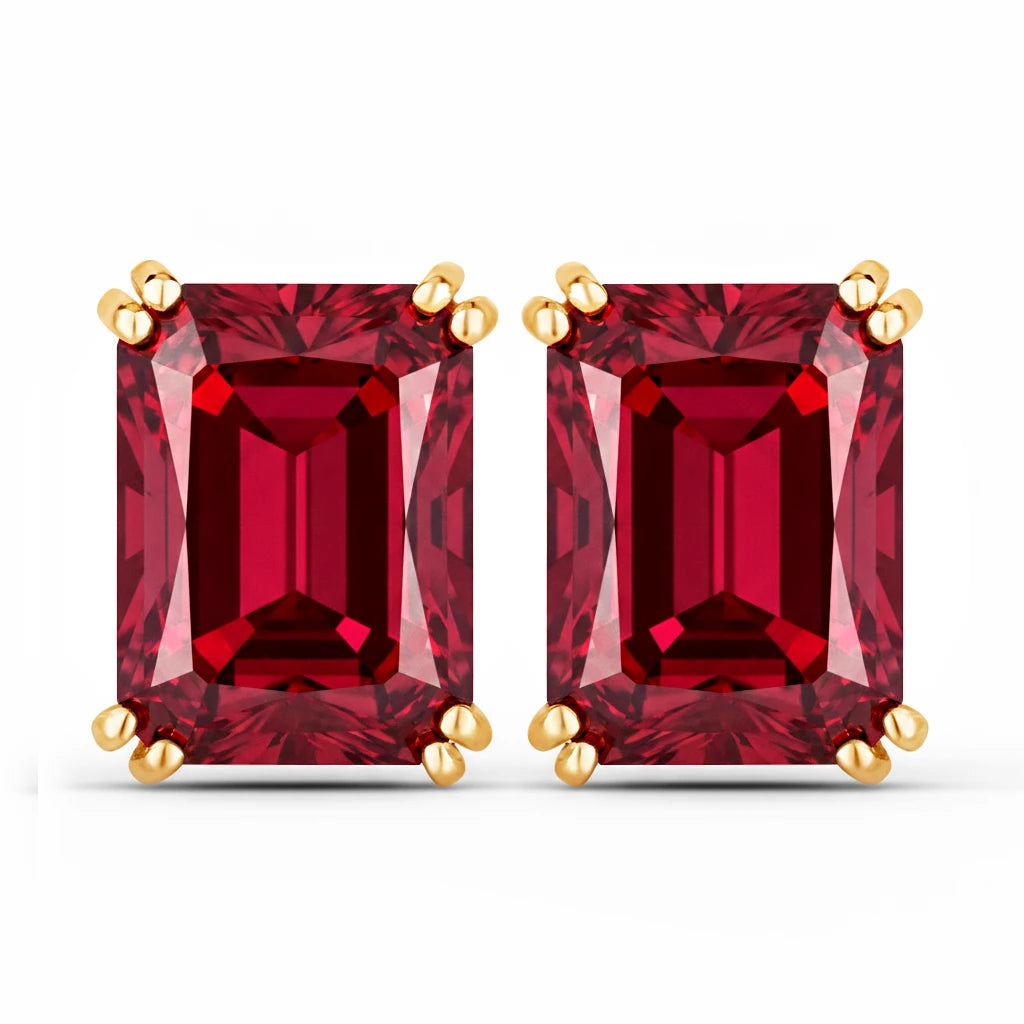 Emerald Cut Prong Set Stud Earrings