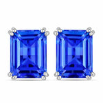 Emerald Cut Prong Set Stud Earrings