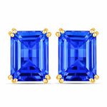 Emerald Cut Prong Set Stud Earrings