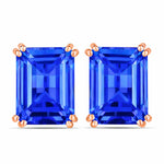 Emerald Cut Prong Set Stud Earrings