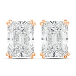 Emerald Cut Prong Set Stud Earrings