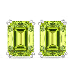 Emerald Cut Prong Set Stud Earrings