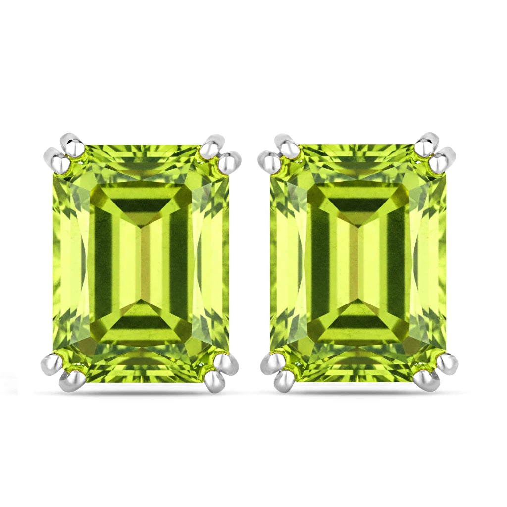 Emerald Cut Prong Set Stud Earrings
