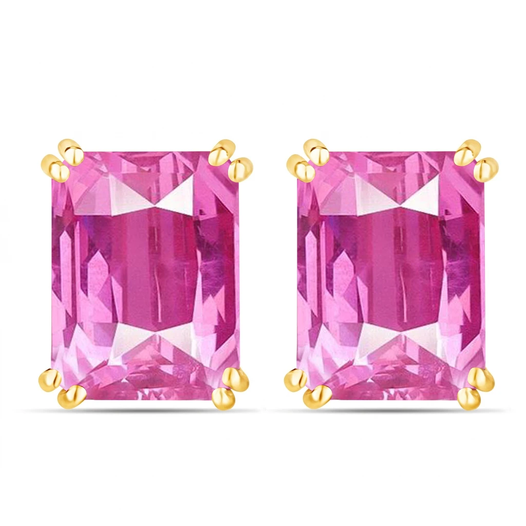 Emerald Cut Prong Set Stud Earrings