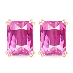 Emerald Cut Prong Set Stud Earrings