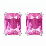 Emerald Cut Prong Set Stud Earrings