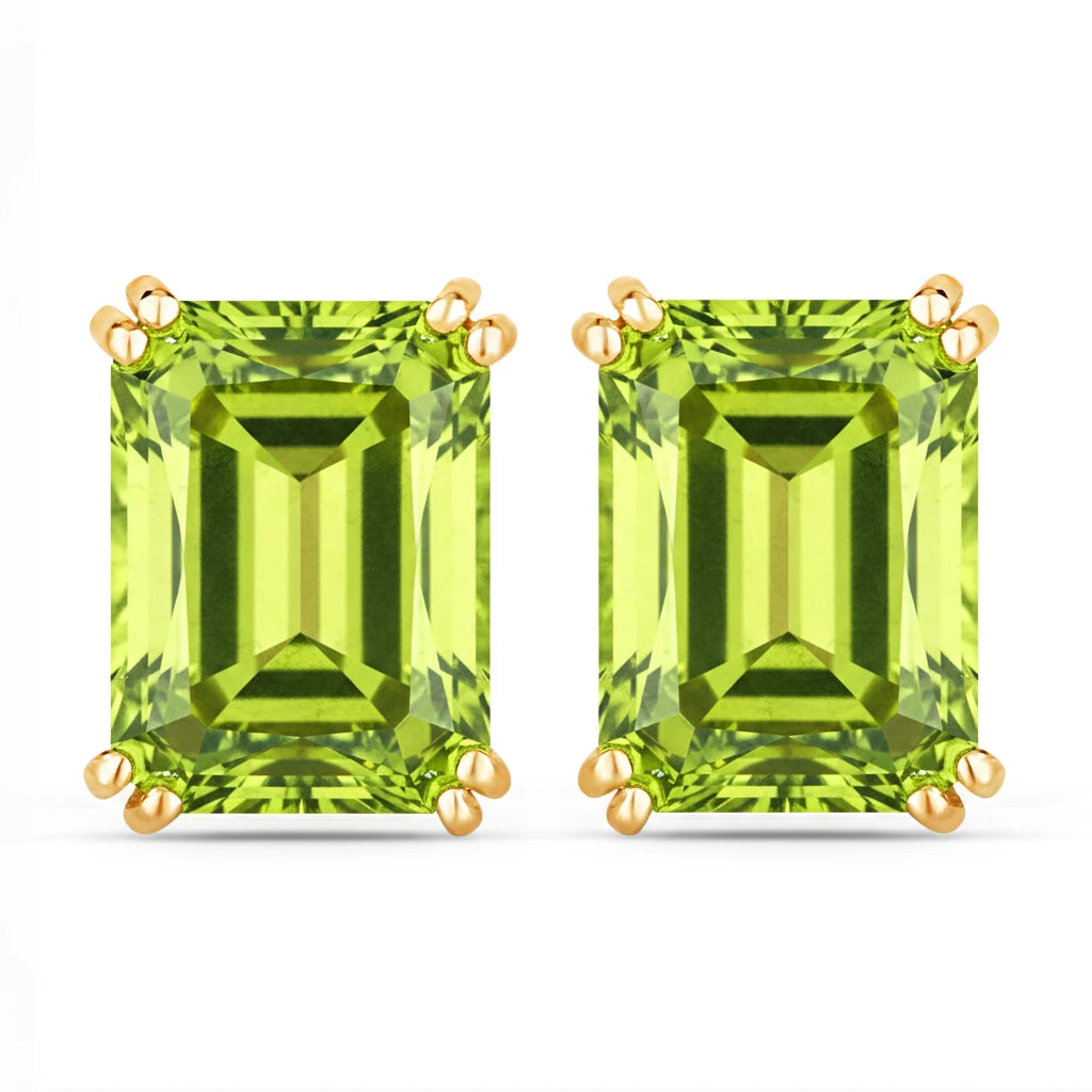 Emerald Cut Prong Set Stud Earrings