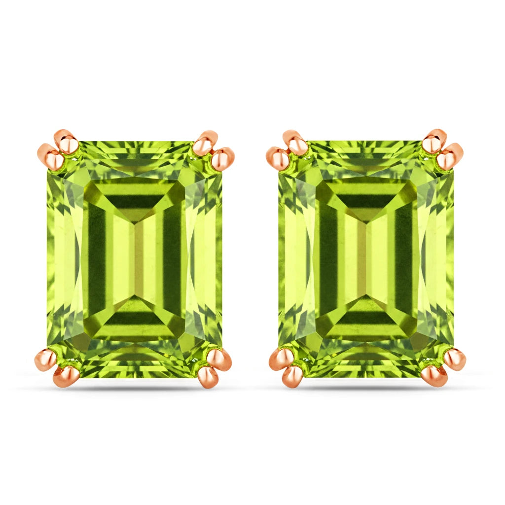 Emerald Cut Prong Set Stud Earrings