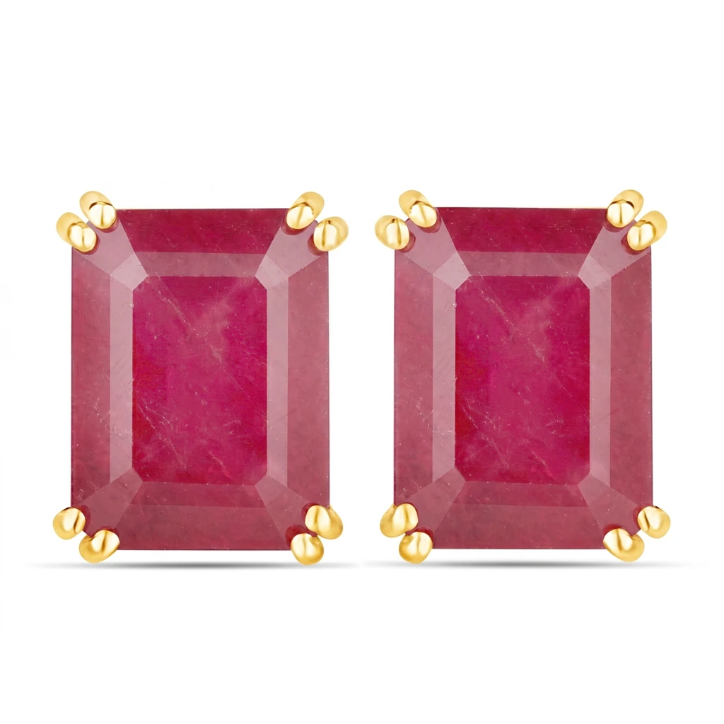 Emerald Cut Prong Set Stud Earrings