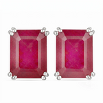 Emerald Cut Prong Set Stud Earrings