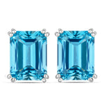 Emerald Cut Prong Set Stud Earrings