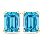 Emerald Cut Prong Set Stud Earrings