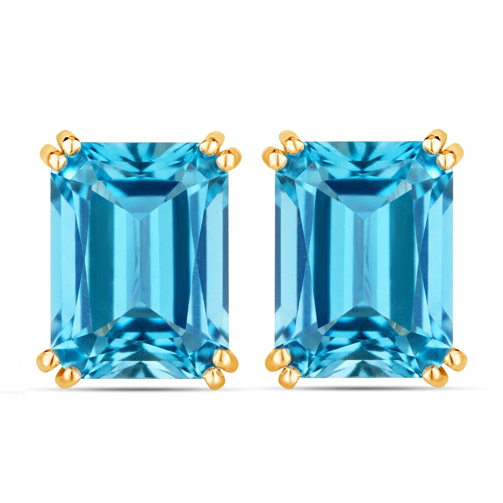 Emerald Cut Prong Set Stud Earrings
