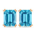 Emerald Cut Prong Set Stud Earrings