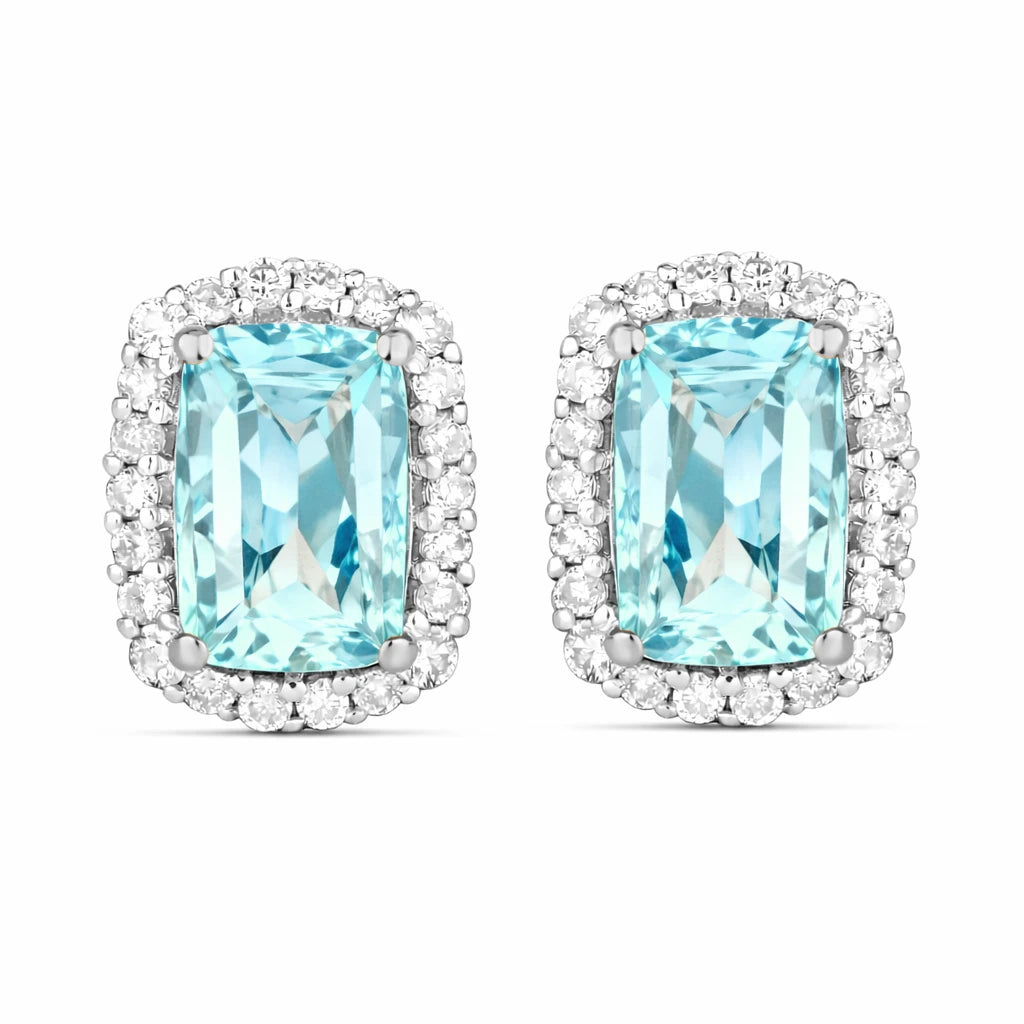 Cushion Diamond Halo Stud Earrings