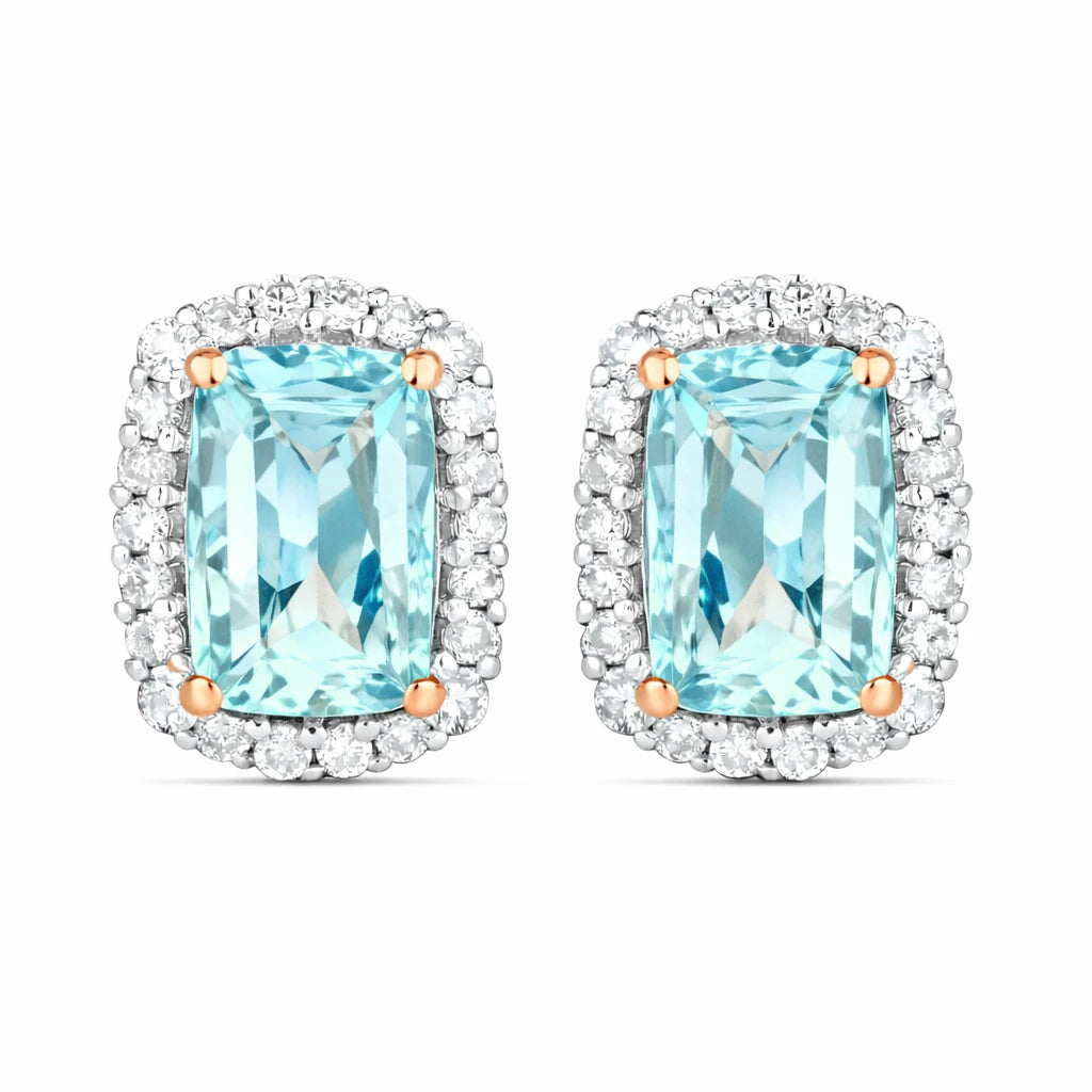 Cushion Diamond Halo Stud Earrings