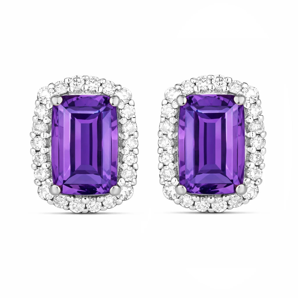 Cushion Diamond Halo Stud Earrings
