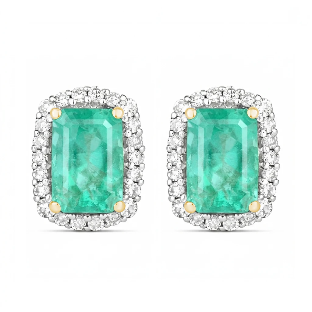 Cushion Diamond Halo Stud Earrings