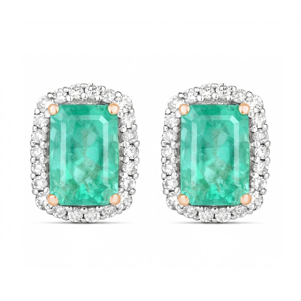 Cushion Diamond Halo Stud Earrings