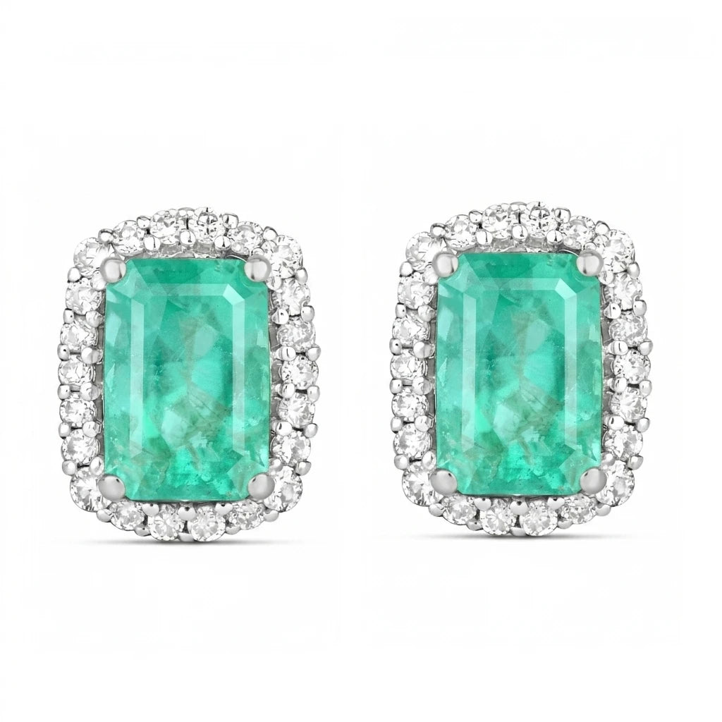 Cushion Diamond Halo Stud Earrings