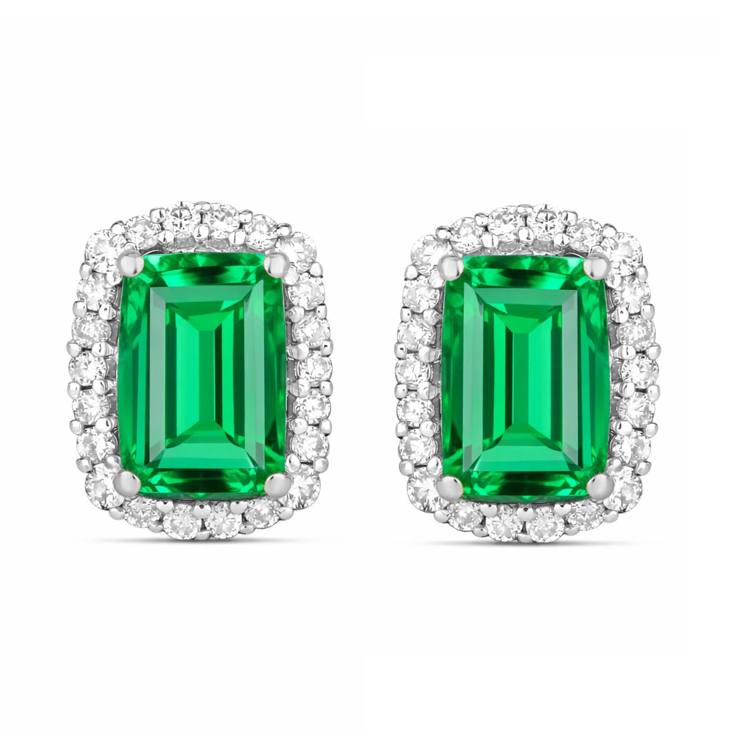Cushion Diamond Halo Stud Earrings