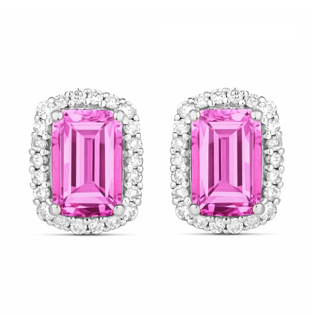 Cushion Diamond Halo Stud Earrings