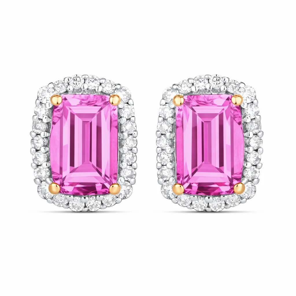 Cushion Diamond Halo Stud Earrings
