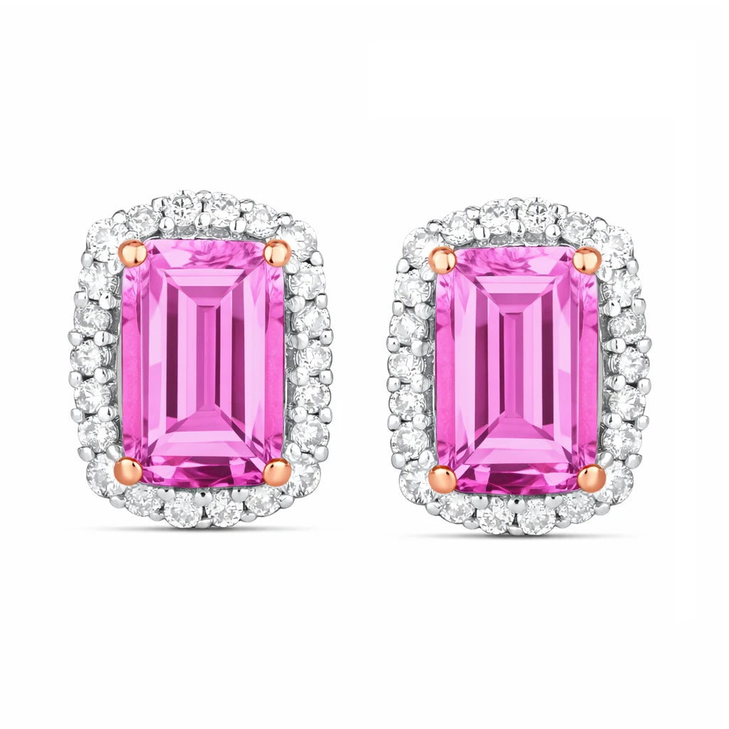 Cushion Diamond Halo Stud Earrings