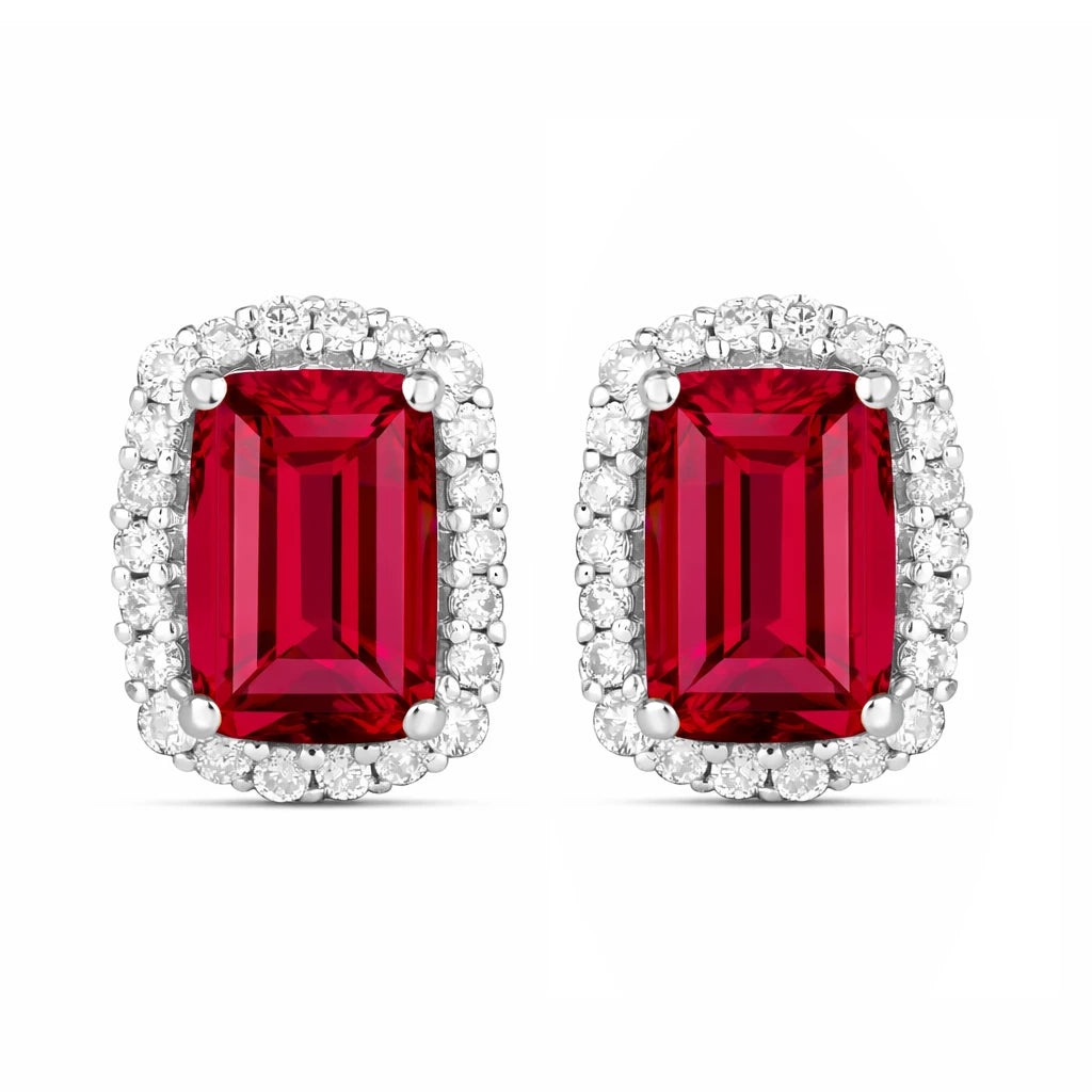 Cushion Diamond Halo Stud Earrings