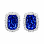 Cushion Diamond Halo Stud Earrings