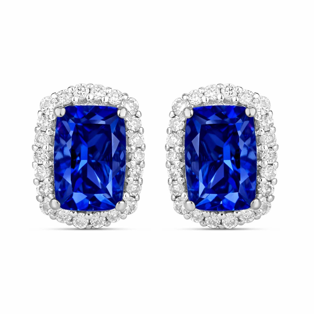 Cushion Diamond Halo Stud Earrings