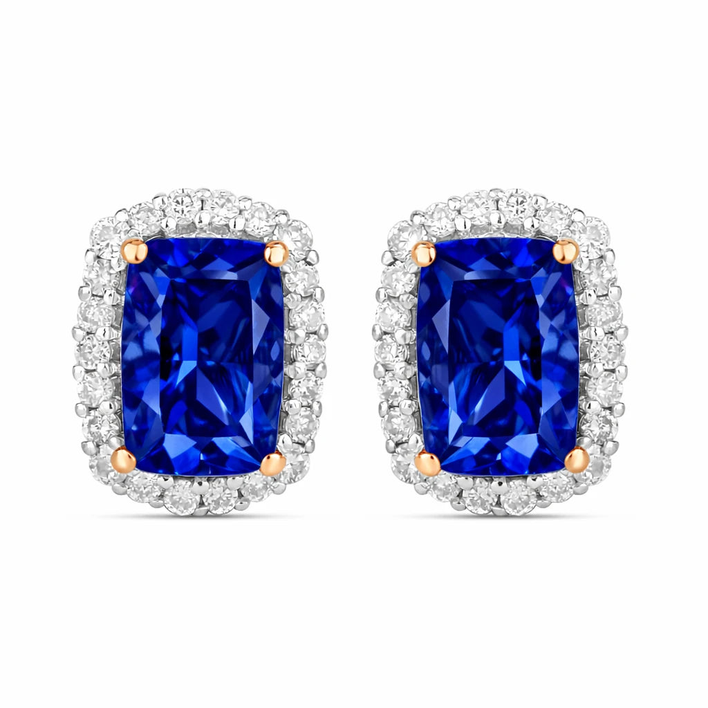 Cushion Diamond Halo Stud Earrings