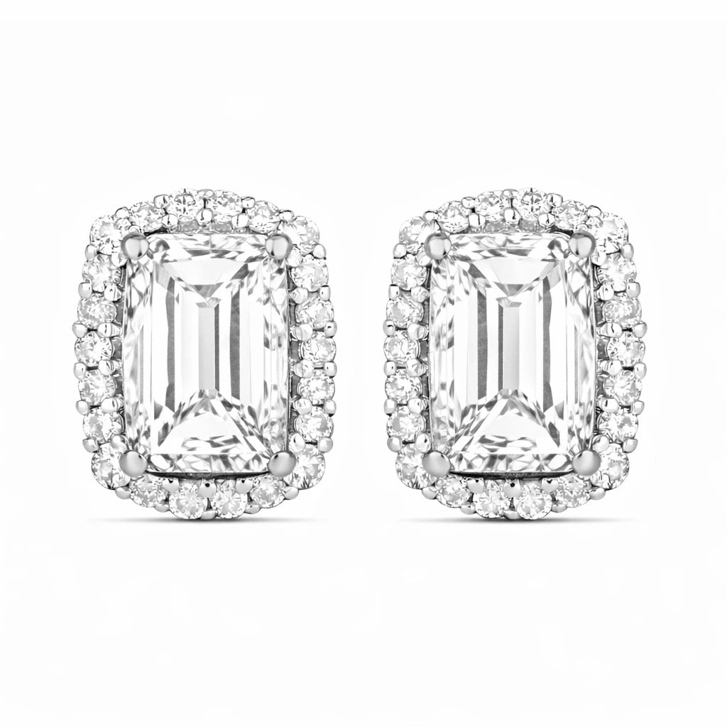 Cushion Diamond Halo Stud Earrings