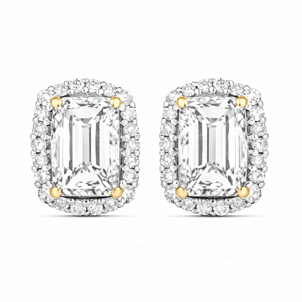 Cushion Diamond Halo Stud Earrings