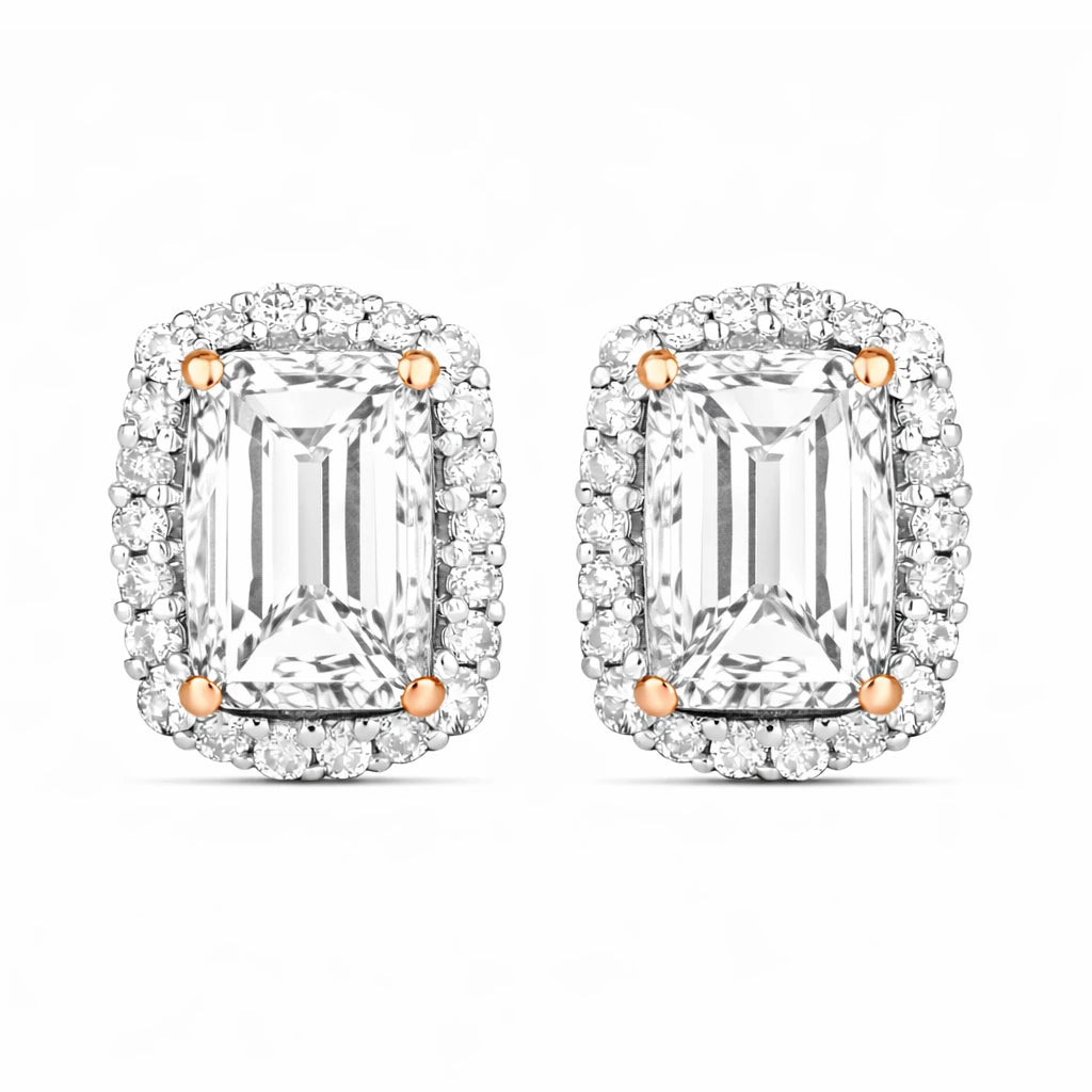 Cushion Diamond Halo Stud Earrings