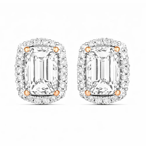 Cushion Diamond Halo Stud Earrings