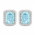 Emerald Cut Diamond Halo Stud Earrings