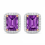 Emerald Cut Diamond Halo Stud Earrings