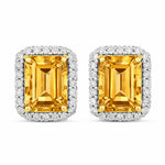 Emerald Cut Diamond Halo Stud Earrings