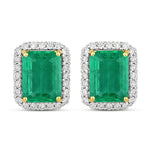 Emerald Cut Diamond Halo Stud Earrings
