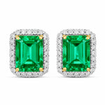 Emerald Cut Diamond Halo Stud Earrings