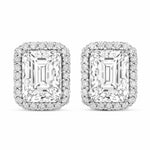 Emerald Cut Diamond Halo Stud Earrings