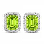 Emerald Cut Diamond Halo Stud Earrings