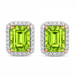 Emerald Cut Diamond Halo Stud Earrings