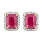 Emerald Cut Diamond Halo Stud Earrings
