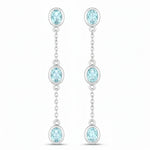 Oval Cut Bezel Set Station Drop Earrings