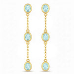 Oval Cut Bezel Set Station Drop Earrings