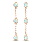 Oval Cut Bezel Set Station Drop Earrings